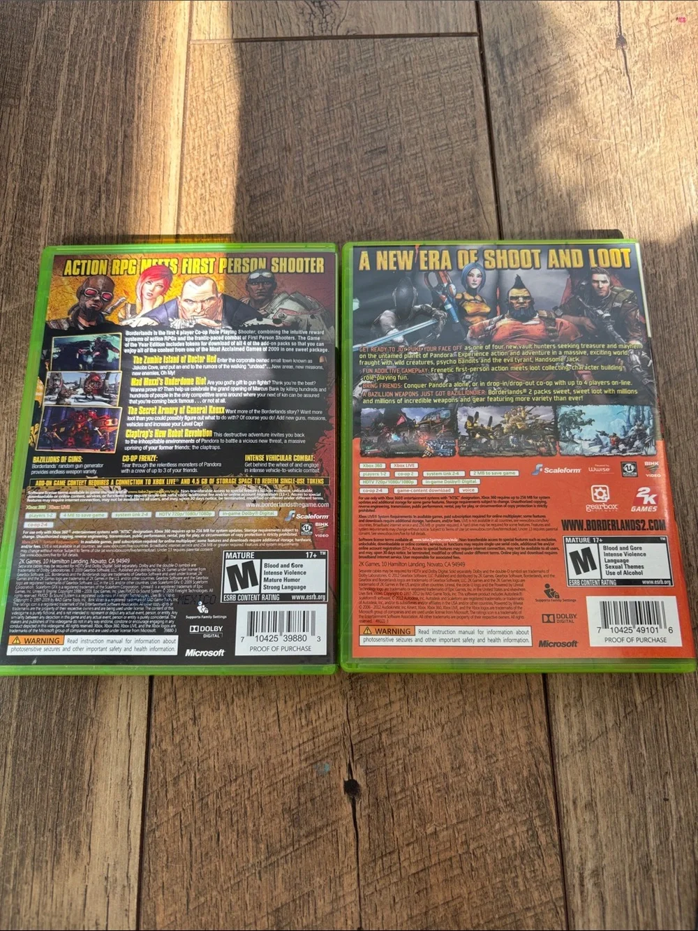 Borderlands & Borderlands 2 Xbox 360 Games - Yellow/Brown Covers